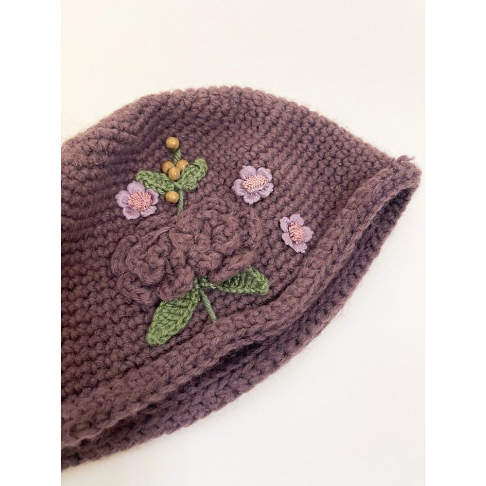 C.C Exclusives Crochet Beanie Hat Bratz Floral Embellished Boho Cottagecore